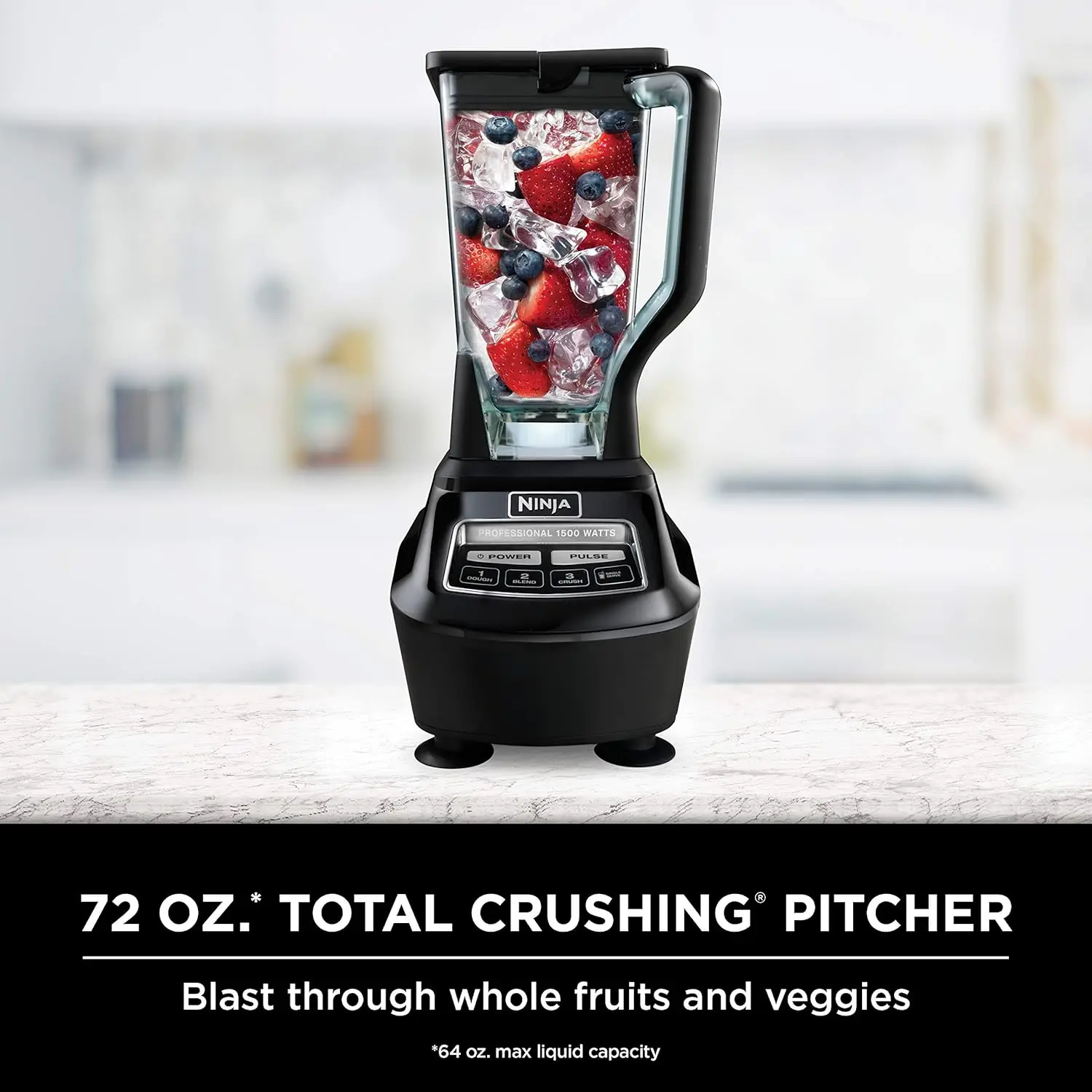 BL770 Mega Kitchen System, 1500W, 4 Functions for Smoothies, Processing, Dough, Drinks & More, with 72 Blender Pitcher, 64 Proce