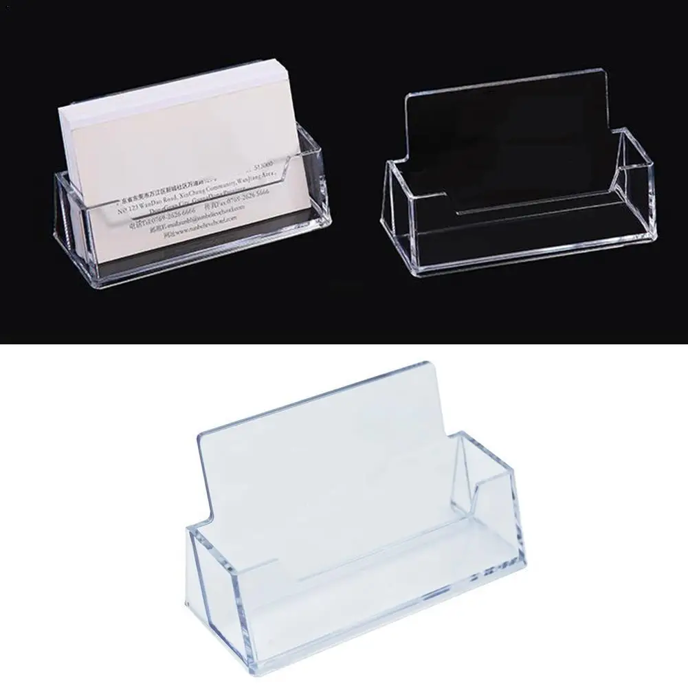 

New 1 Pcs Clear Desk Shelf Box Storage Display Stand Acrylic Plastic Transparent Desktop Business Card Holder Place Card Holder