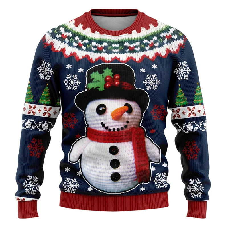 New In Snowman Ugly Christmas Sweater For Men Kids 3d Printed Merry Christmas Pullovers New Year Gift Round Neck Sweatshirts