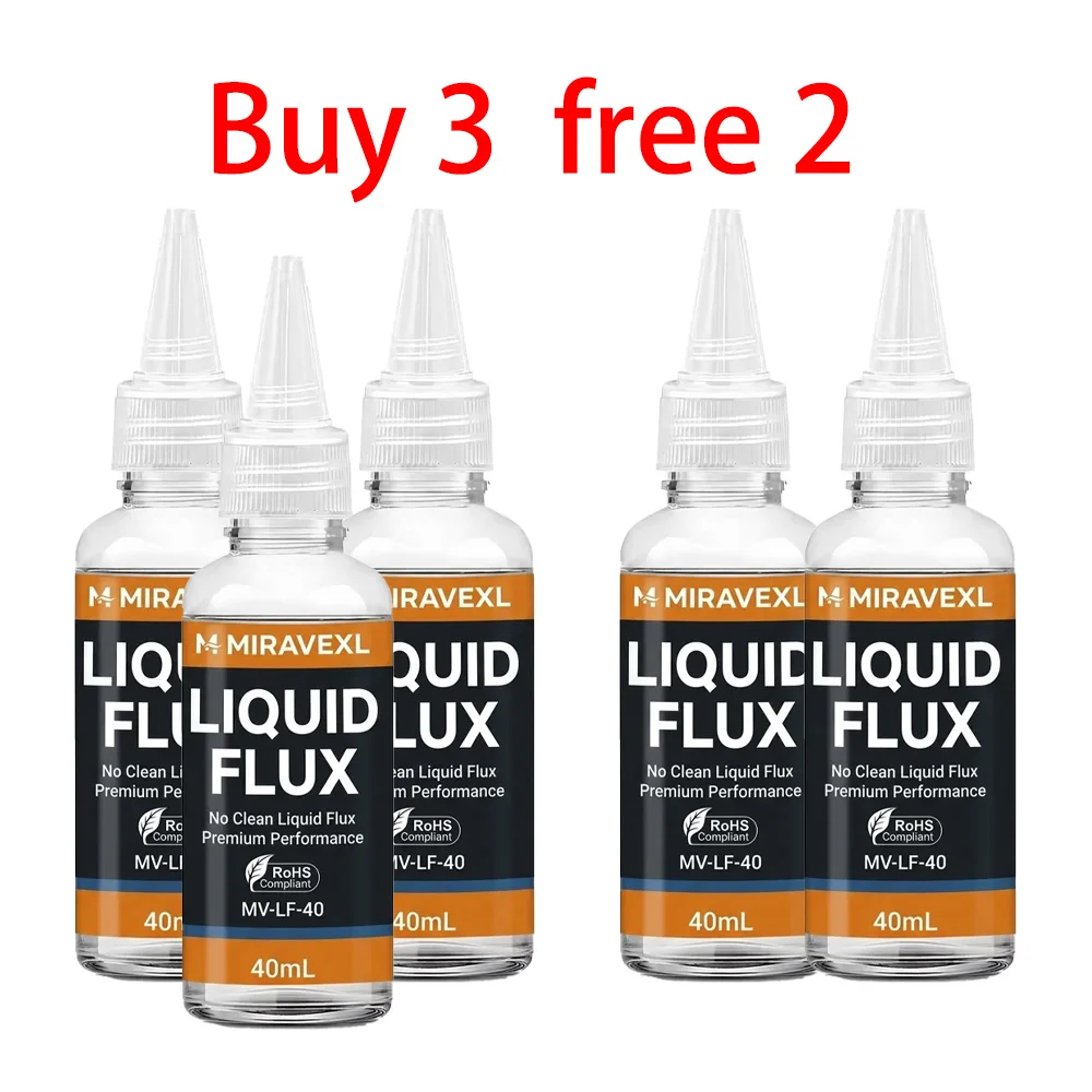 40mL No-Clean Flüssigflussmittel für Lötarbeiten, Elektronik-Reparatur, PCB, BGA, SMT-Schweißen, Bleifrei, Premium-Leistung MIRAVEXL MV-LF-40