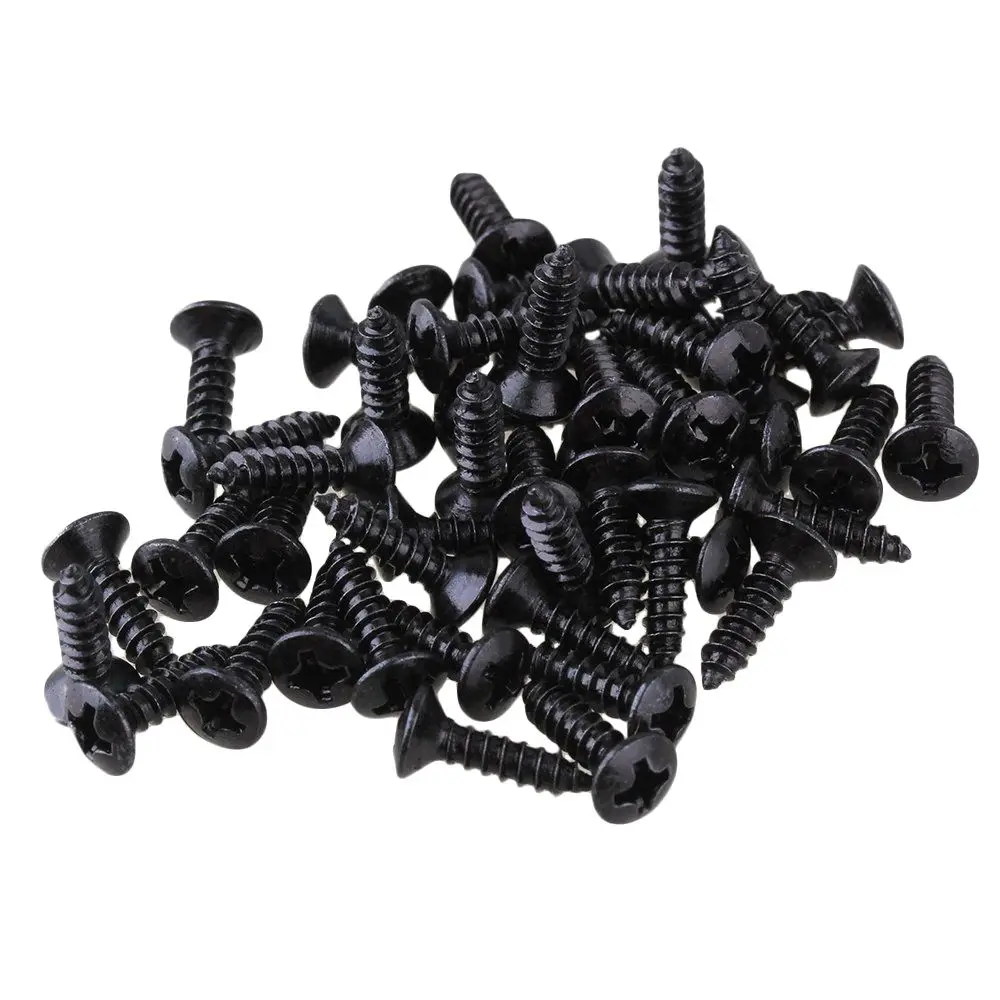 50x Guitar Bass Screws Parts for Scratchplates Pickguard, Black