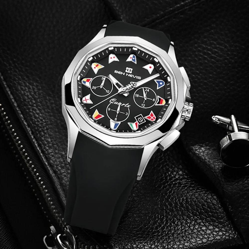 

42mm Men High quality Luxury Watch Rubber Strap Band Wristwatch Install Quartz Movement Diving Men Wristwatch