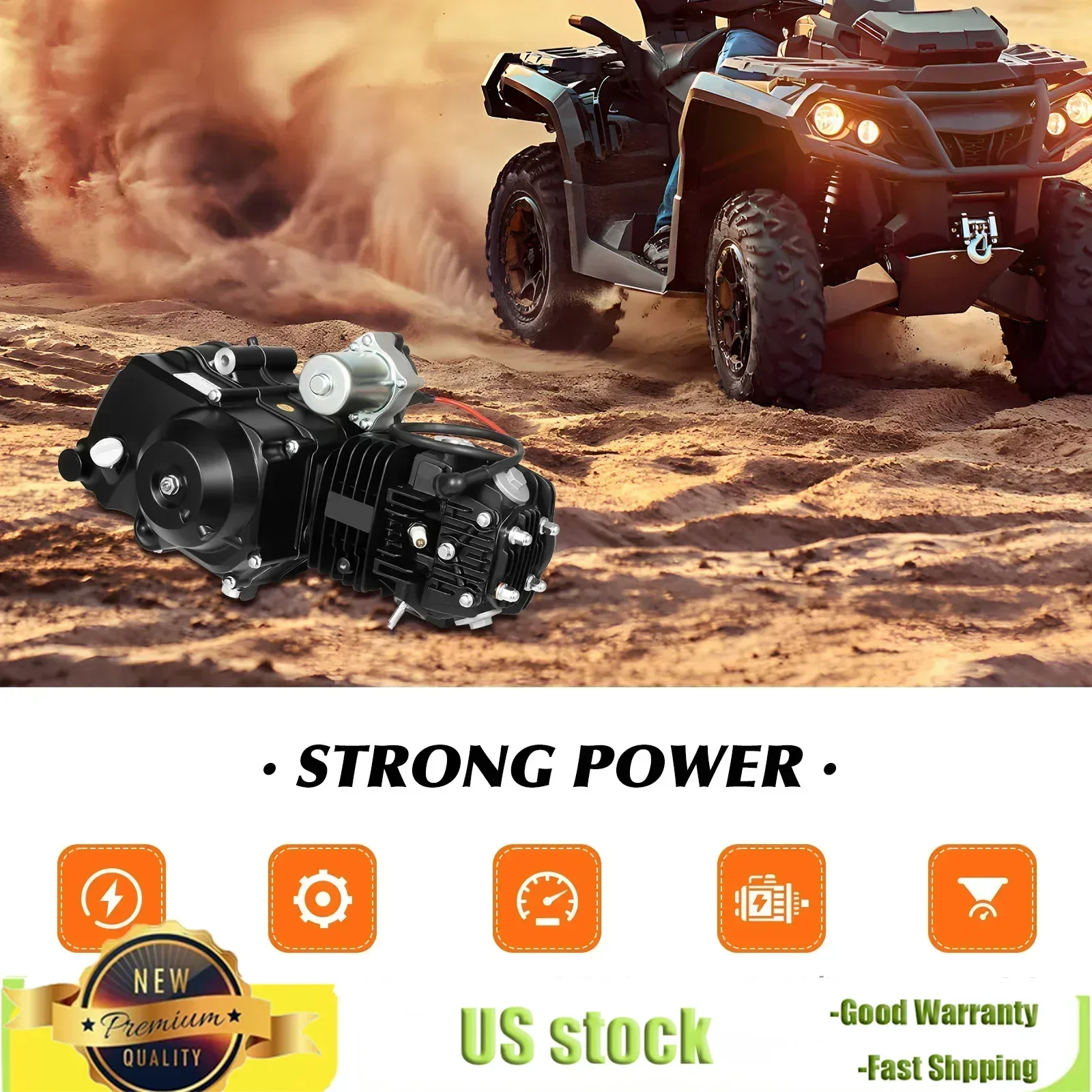 

110CC 4-тактный одноцилиндровый двигатель для квадроциклов с воздушным охлаждением, полуавтоматическая 4-скоростная машина с обратным электрическим запуском для картингов GO