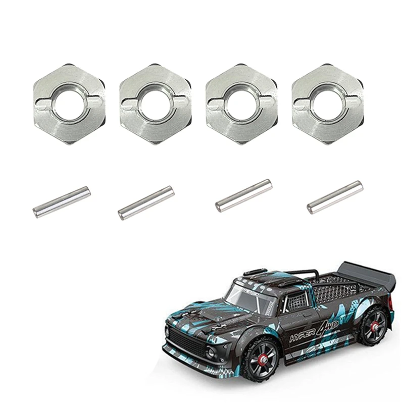 Adaptador de cubo sextavado de roda de metal 12mm, 4 unidades, para mjx hyper go h16 16207 16208 16209 16210 14301 14302 rc peças de atualização de carro