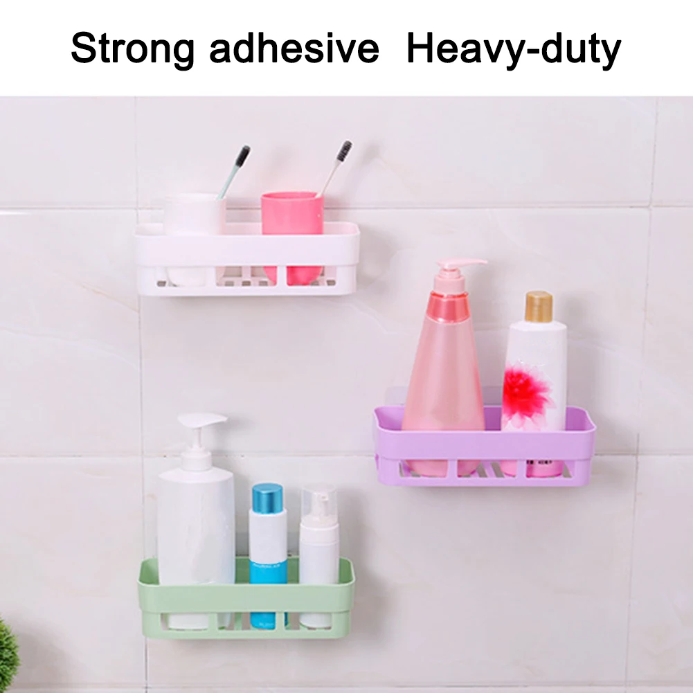 1Piece Bathroom Shower Caddy Wall-Mounted Storage Rack Self-adhesive Shampoo Stoage Shelf For Home Bathroom Organization