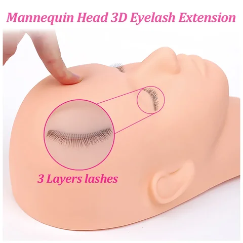 3 Layers Lashes Mannequin  Model For Practice Lash Makeup Tool Grafting Training Tool