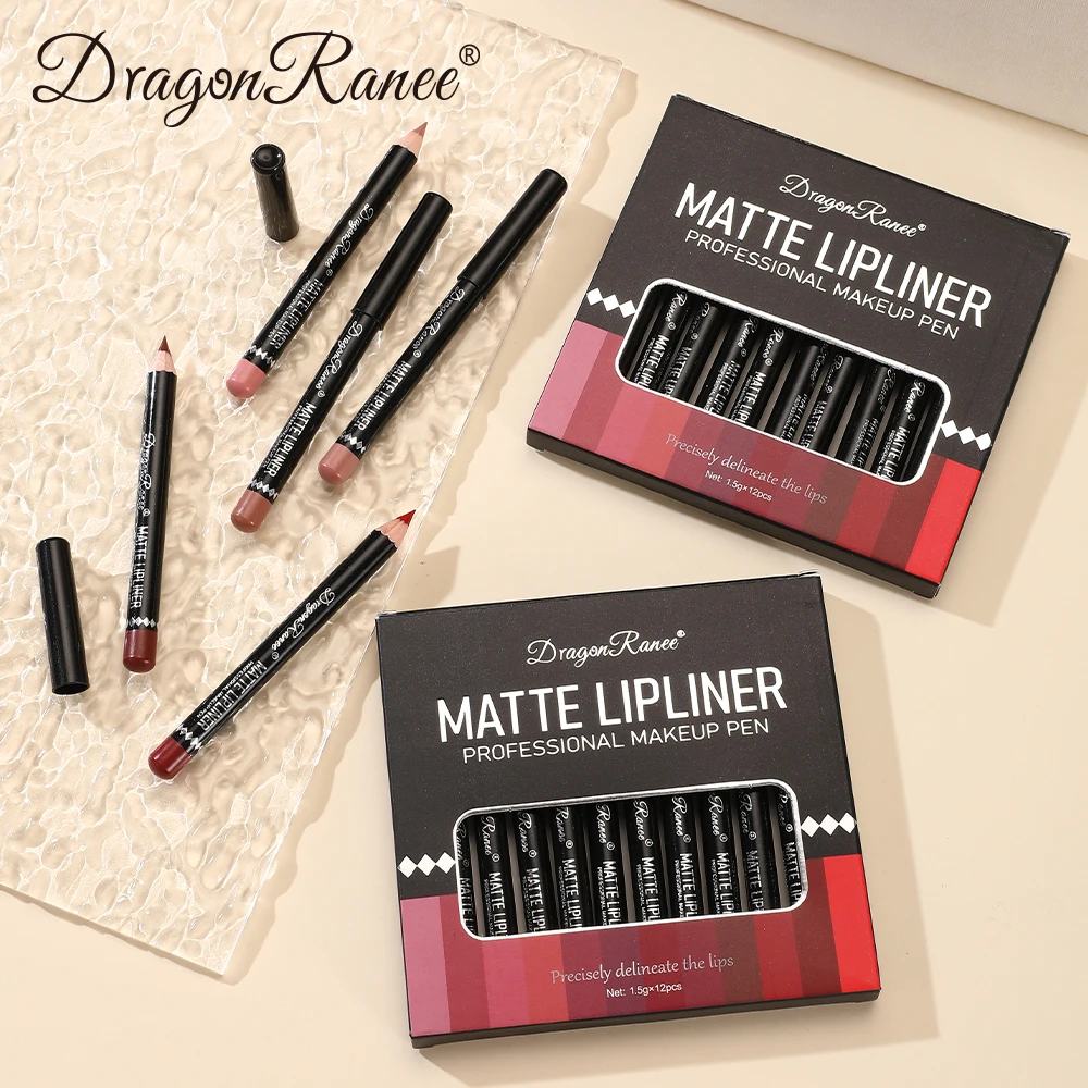 Juego de delineador de labios de 12 piezas, lápiz labial de taza antiadherente mate de terciopelo, resistente al agua y al sudor, blanqueamiento, juego de delineador de labios de otoño e invierno