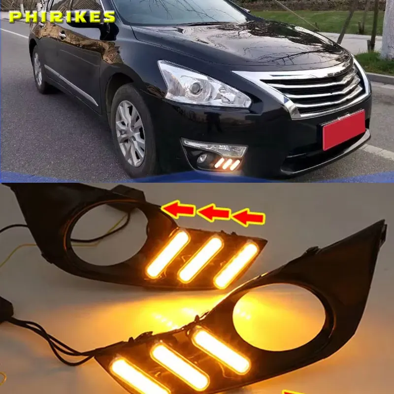

Автомобильный мигающий 1 комплект drl для Nissan Altima Teana 2013 2014 2015 DRL дневные ходовые огни дневного света с указателем поворота