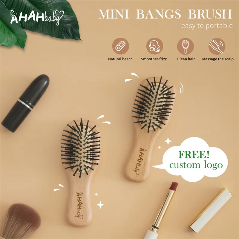 Portable Pocket Hair Brush Travel Airbag Mini Combs Baby Brush Small Massage Wooden Comb Wet Dry Children Girl Hair Comb