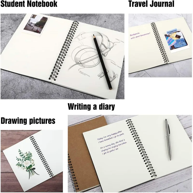 Retro Kraft Paper Simple Coil Book Plain Color Notebook Student Diary A5  Office Notebook Portable Graffiti Sketch Book