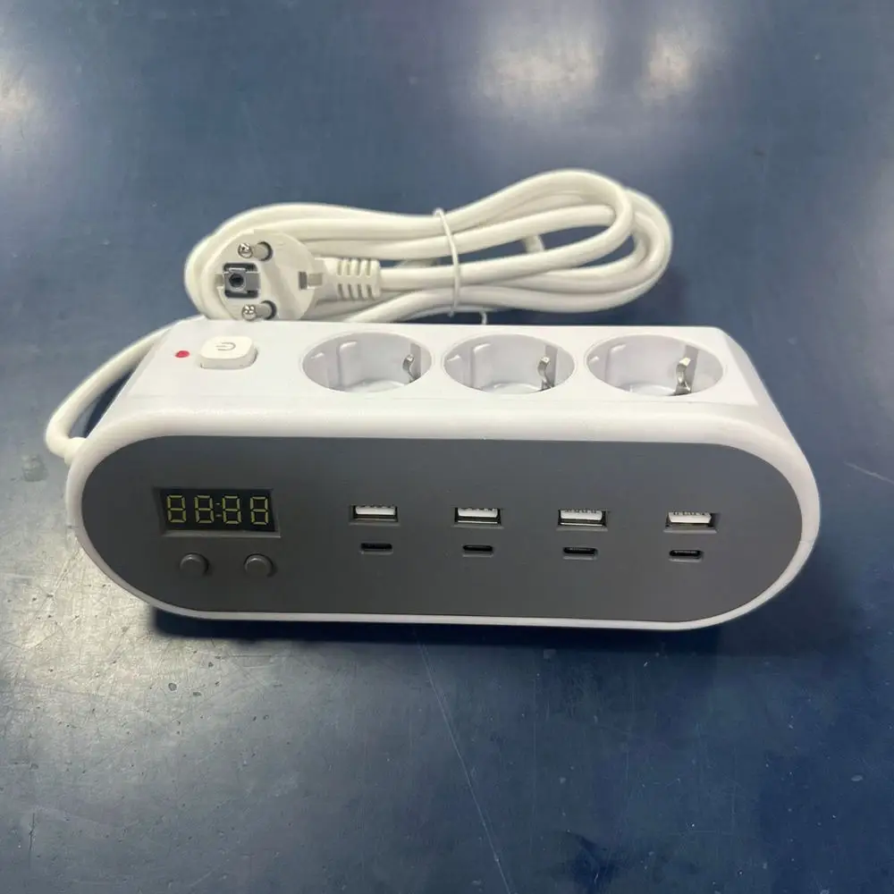 Desktop Power Extension Socket Digital Display And Quad Type C Ports Multi Functional Rapid Charging Power Strip