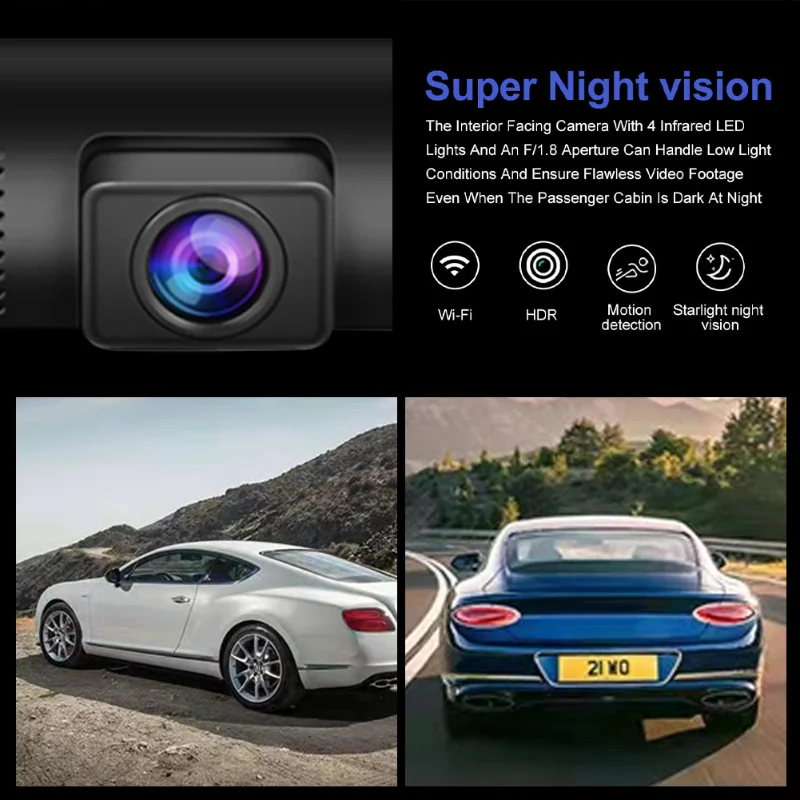 XIAOMI MIJIA-Prada Cam Car DVR, 4 pouces Full HD 1080P, enregistreur vidéo automatique à 3 objectifs, caméra 170, surveillance du stationnement, caméscope à vision nocturne