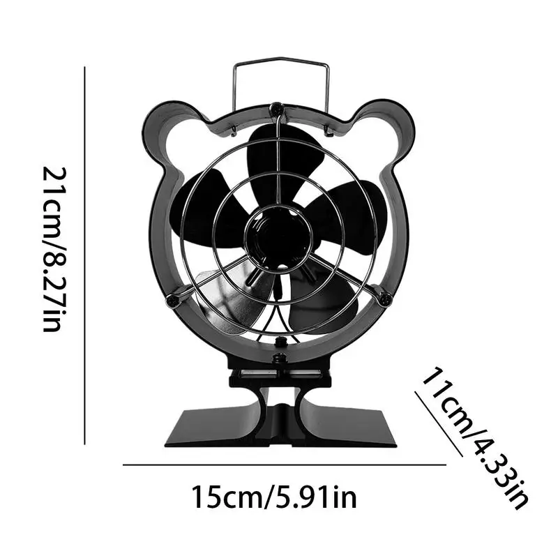 Ventilador térmico termoelétrico movido a calor, tampa protetora, ventilador a lenha, não elétrico, 5-Leaf Ecofan para madeira e log