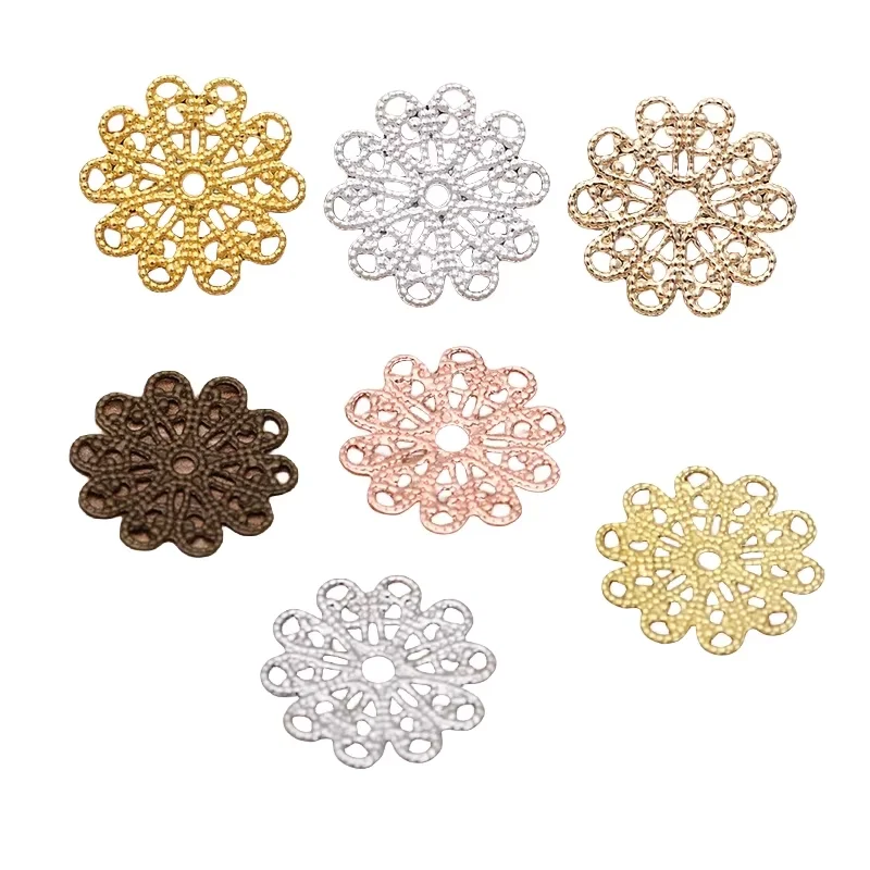 

BoYuTe (100 Pieces/Lot) 17MM Flower Metal Brass Filigree Materials Diy Handmade Jewelry Findings Components