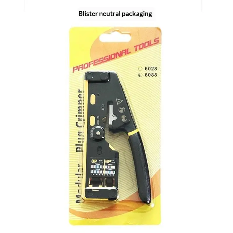 Hot RJ45 Network Crimper - 3-in-1 Crimp/Cut/Strip Lan CAT8/7/6A/6/5E (STP/UTP) & RJ11/12 Tel Modular Cable