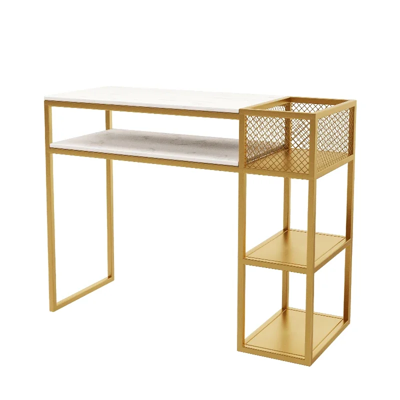 Design Metal Manicure Desk Simple Nordic Salon Modern Nail Table Minimalist Golden Make Up Mesa De Manicure Furniture HD50ZJ