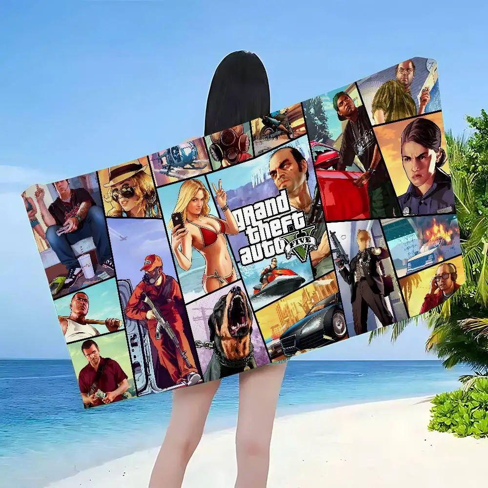 منشفة سباحة على الشاطئ من Gta5 Anime، منشفة ناعمة ماصة، هدايا للأطفال للسفر والتخييم وصالة الألعاب الرياضية #3