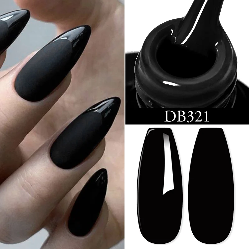 6PCS Nail Polish Gel Set Black White Popular Colors In Autumn Semi Permanent Soak Off UV Nail Art Varnish Kit Manicure Design