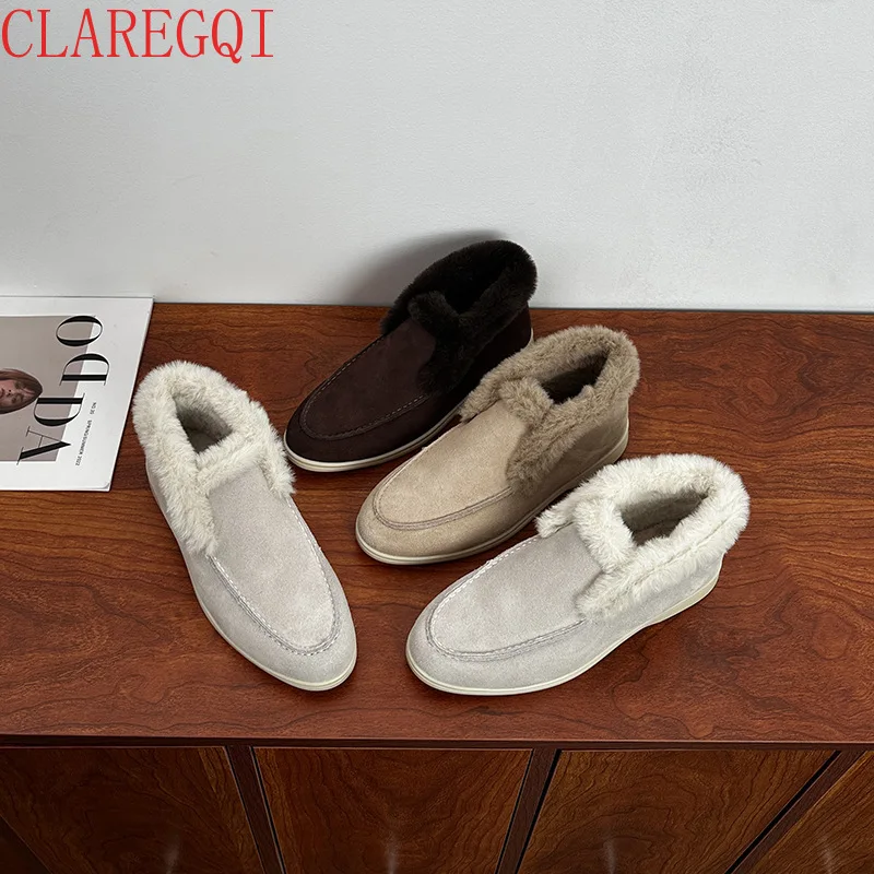 Leder-Plüsch-High-Top-Schuhe für Damen, bequem, erhöhen die Körpergröße, Doudou-Kleiderschuhe, warme Schneeschuhe für den Winter, Damenschuhe