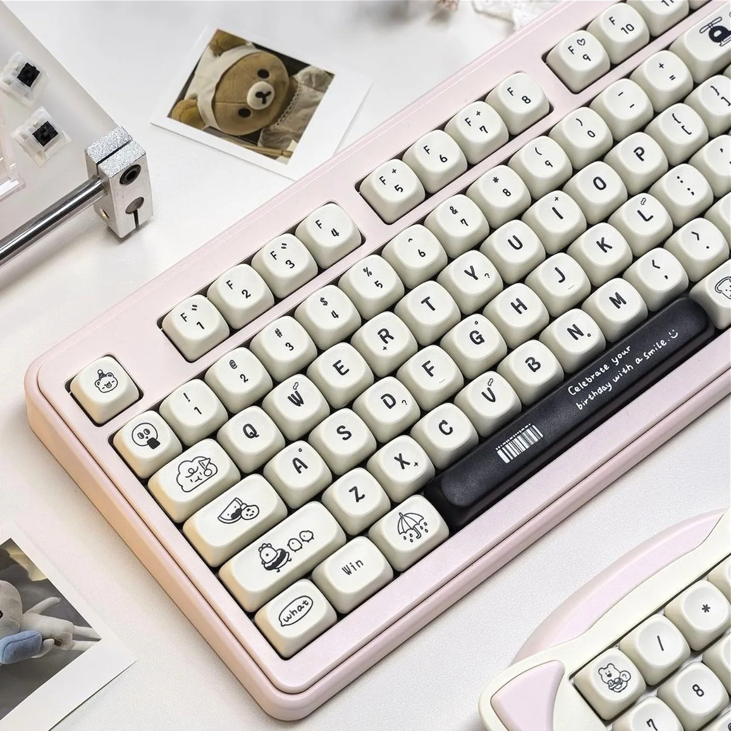 MOA Minimalist White Keychain Kit PBT Suitable for 65/75/87/104 Personalized Mechanical Keyboard