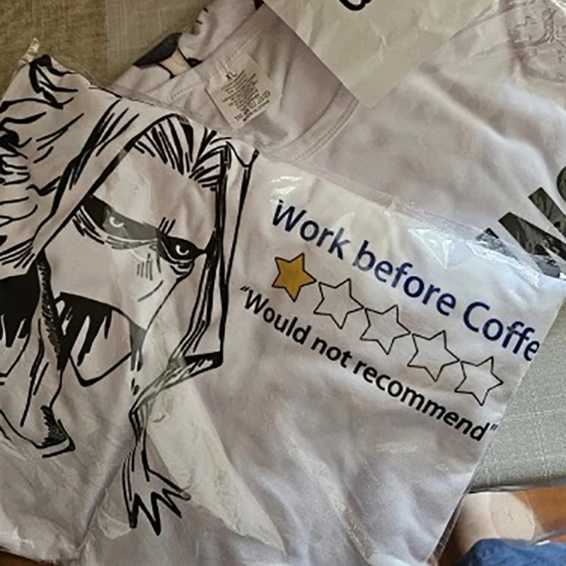 MHA,All Might before coffee ,funny anime tshirt ,men new white casual ,unisex streetwear ,short sleeve t-shirt ,manga gift tee