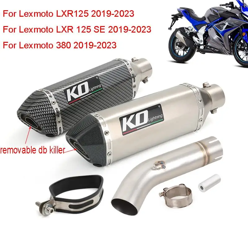 

For Lexmoto 380 LXR125 125SE 2019-2023 Motorcycle Exhaust System Mid Connect Pipe 51mm Muffler Tail Tip Stainless Steel