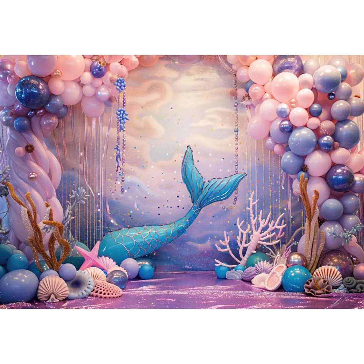 

Allenjoy Fantasy Mermaid Princess Girl Backdrop