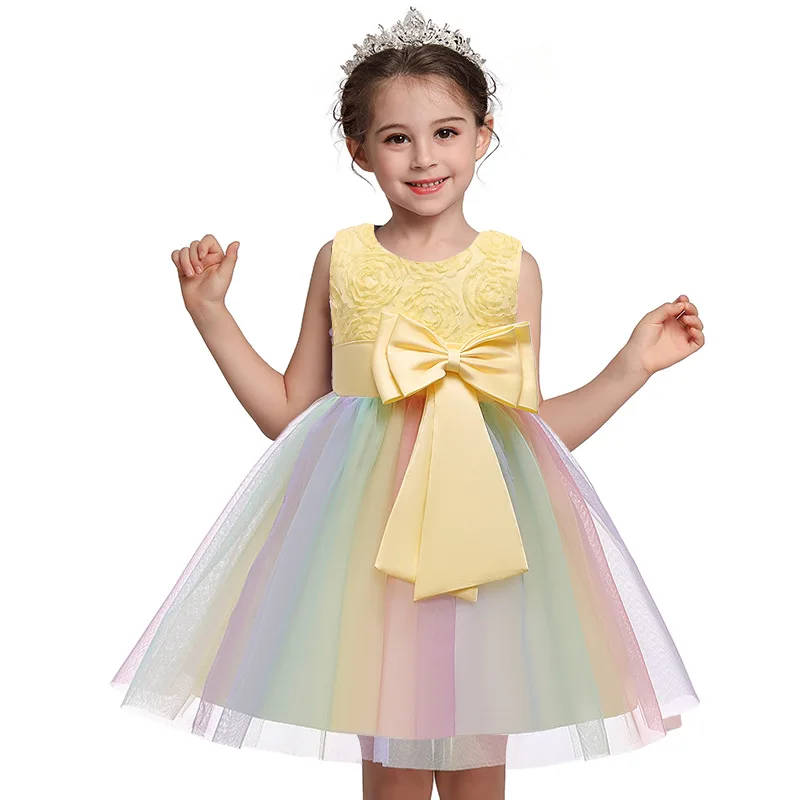 2-10 Years kids Formal Princess Dress Girl Elegant Birthday Party Sleeveless Flowers Dresses Christmas Clothes