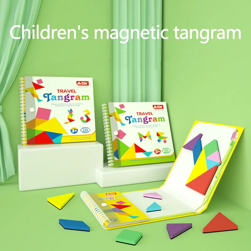 Magnetic tangram puzzle for elementary school students, mathematical geometry shape cognitive toys