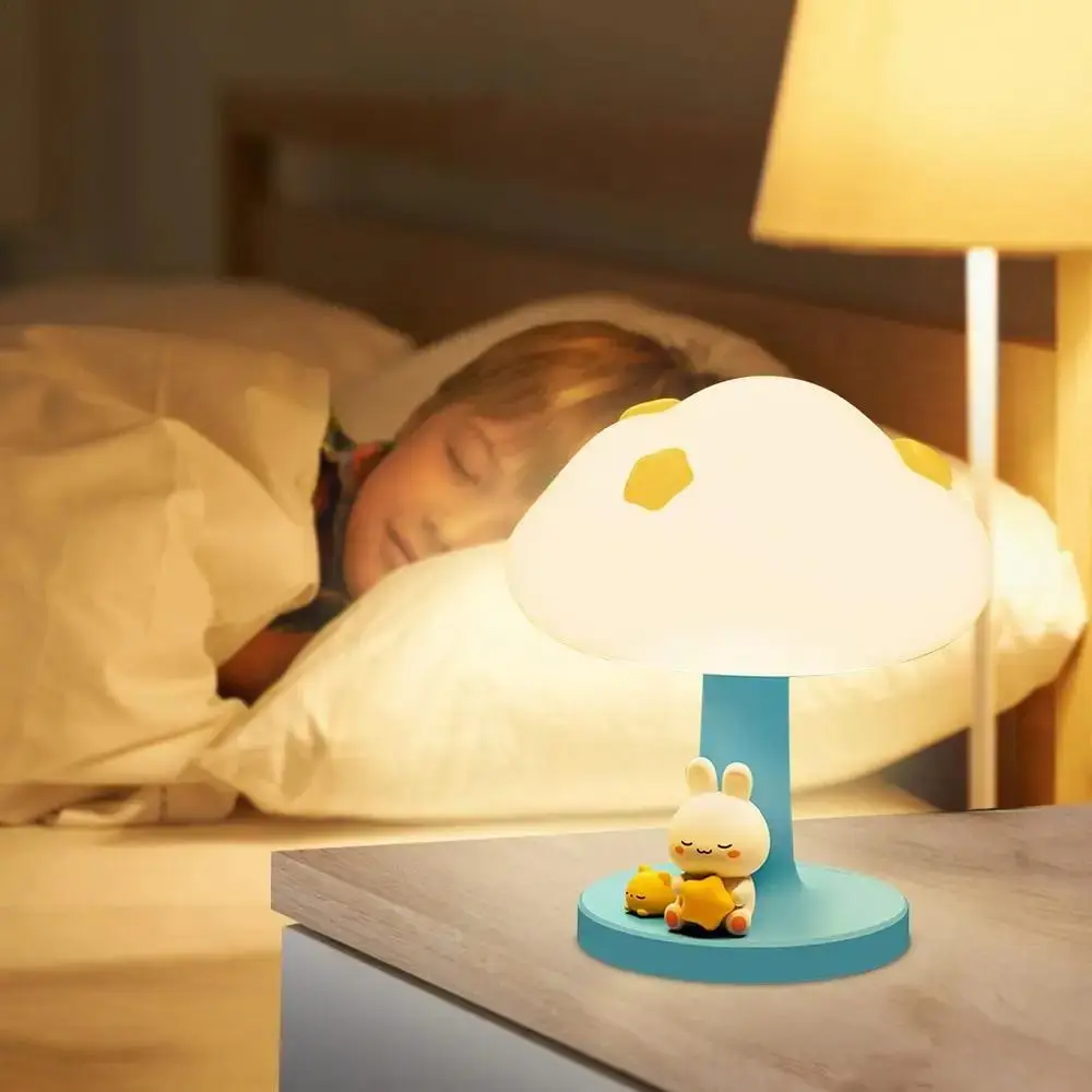 

Cartoon USB Charging Cloud Table Lamp Dimming Desktop Sleeping Atmosphere Light Soft Light Timed Bedside Table Lamp Kid Gift