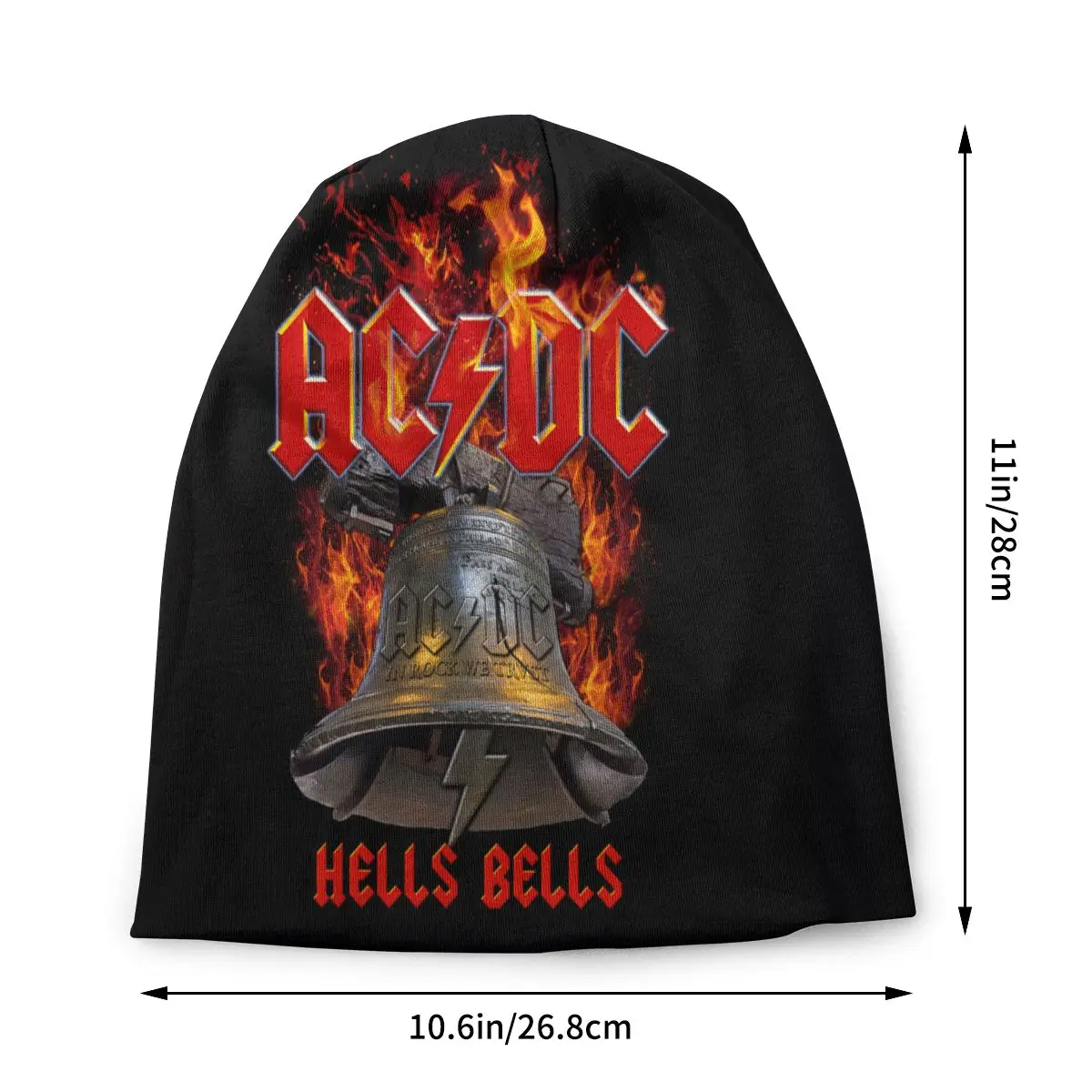 AC DC Hells Bells Bonnet Beanie Knit Hat Men Women Fashion Unisex Retro Rock Heavy Metal Winter Warm Skullies Beanies Cap