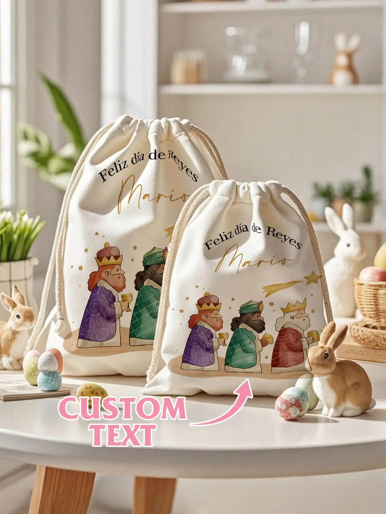Saco de presente personalizado Reyes Magos Saco de dia personalizado de três reis Reyes Magos Bolsa Decoracion Regalo Dulces