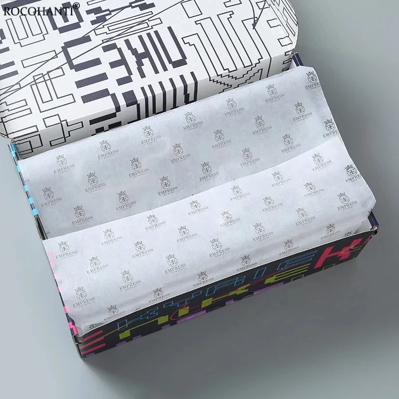 100 sheets CUSTOM WRAPPING PAPER FOR PACKAGING TISSUE PAPER BLACK AND WHITE COLOR WITH YOUR LOGO papel para envolver paquetes