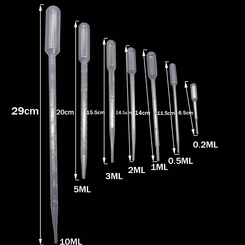 100PCS Plastic Pipette 1/2/3/5 ML Lab Pipette Plastic Disposable with Graduated Container Liquid Dropper Equipment Pipette