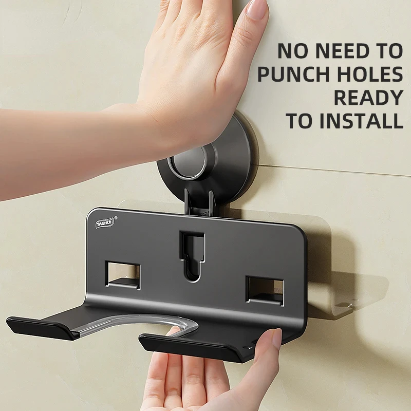 Suction Cup Hairdryer Holder No Drill Organizer Bathroom Shelf Dryer Straightener Stand Holder Shelf Bathroom Accessories