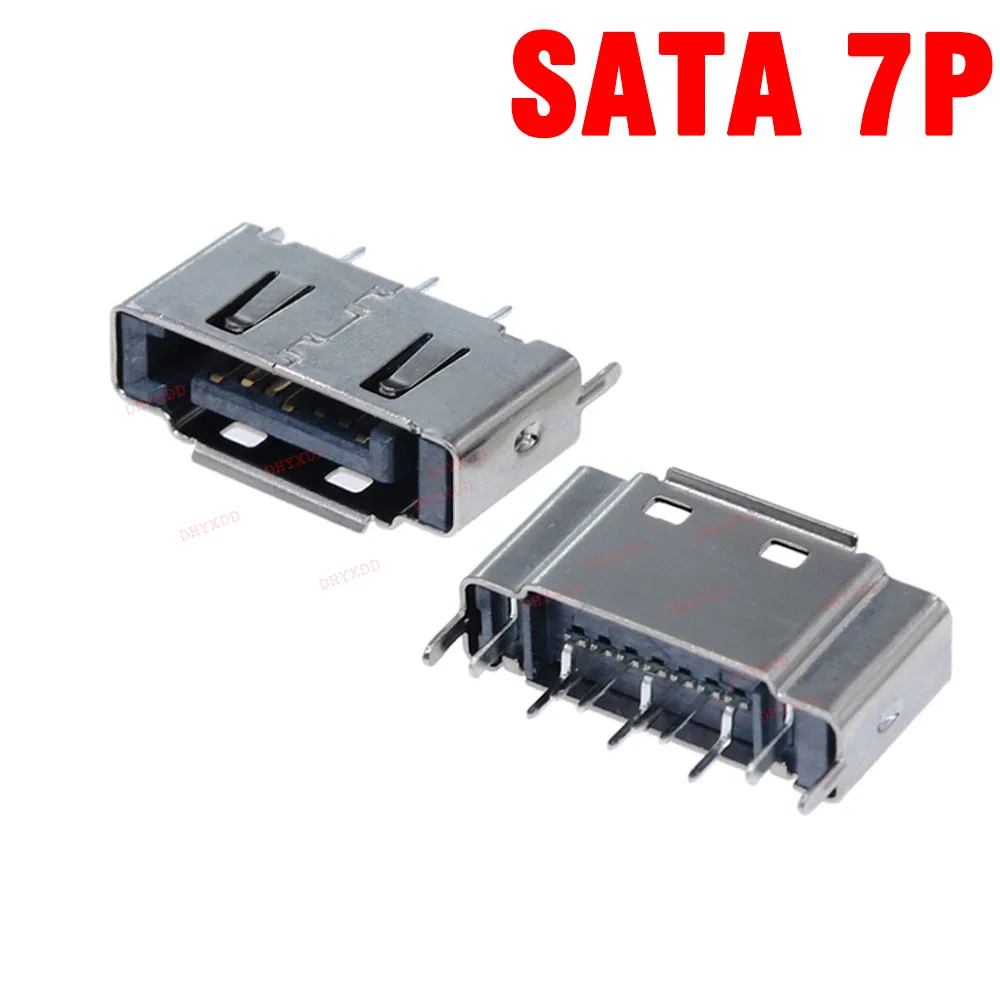 

100x SATA 7Pin Female Socket Connector Vertical Straight Pin Spacer Laptop Hard Disk Interface With Shielded Iron Shell SATA 7P