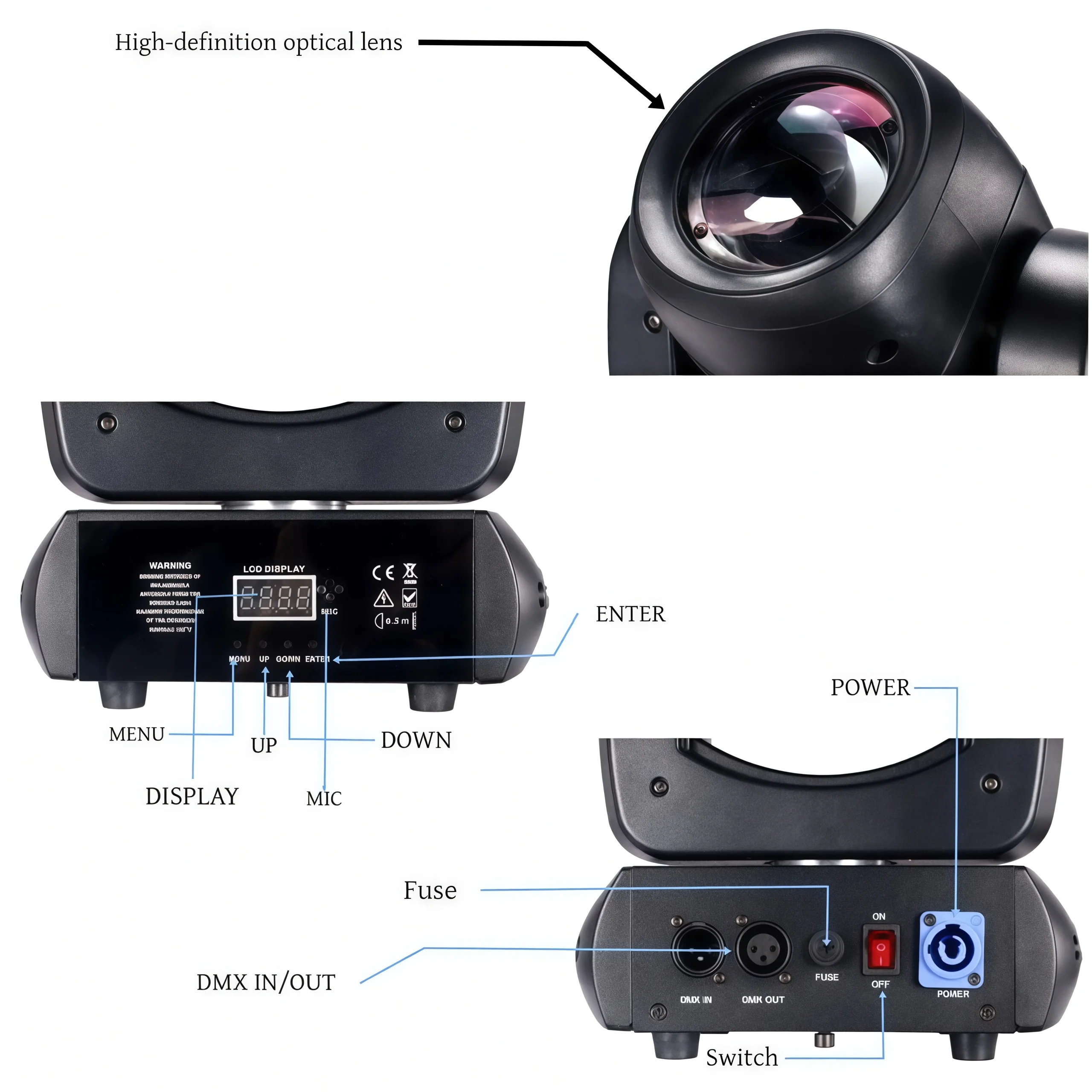Moving Head Stage Light 120W LED With Sound Activated DMX512 Control Professional DJ Spotlight For Disco Events Church Show Bar