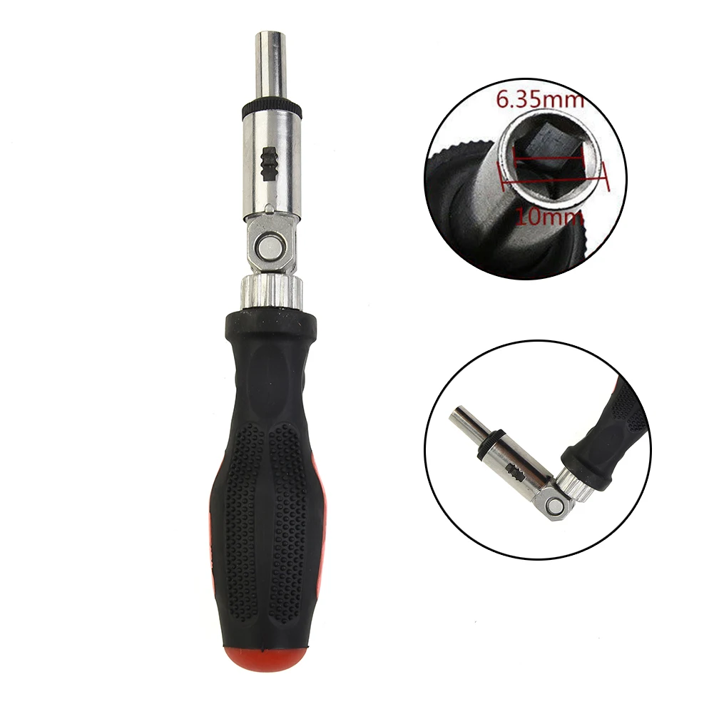 

New Practical Ratchet Screwdriver Left Right Rotating TPR Handle Wear-resistant 1 Pc 1/4 Inch 180 Degree Drive Tackle Tool