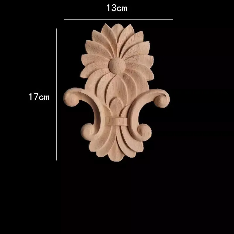 European Style Wooden Applique wood Decal Furniture Door Decoration Carved Flower Wooden Crafts Unpainted DIY Accessories