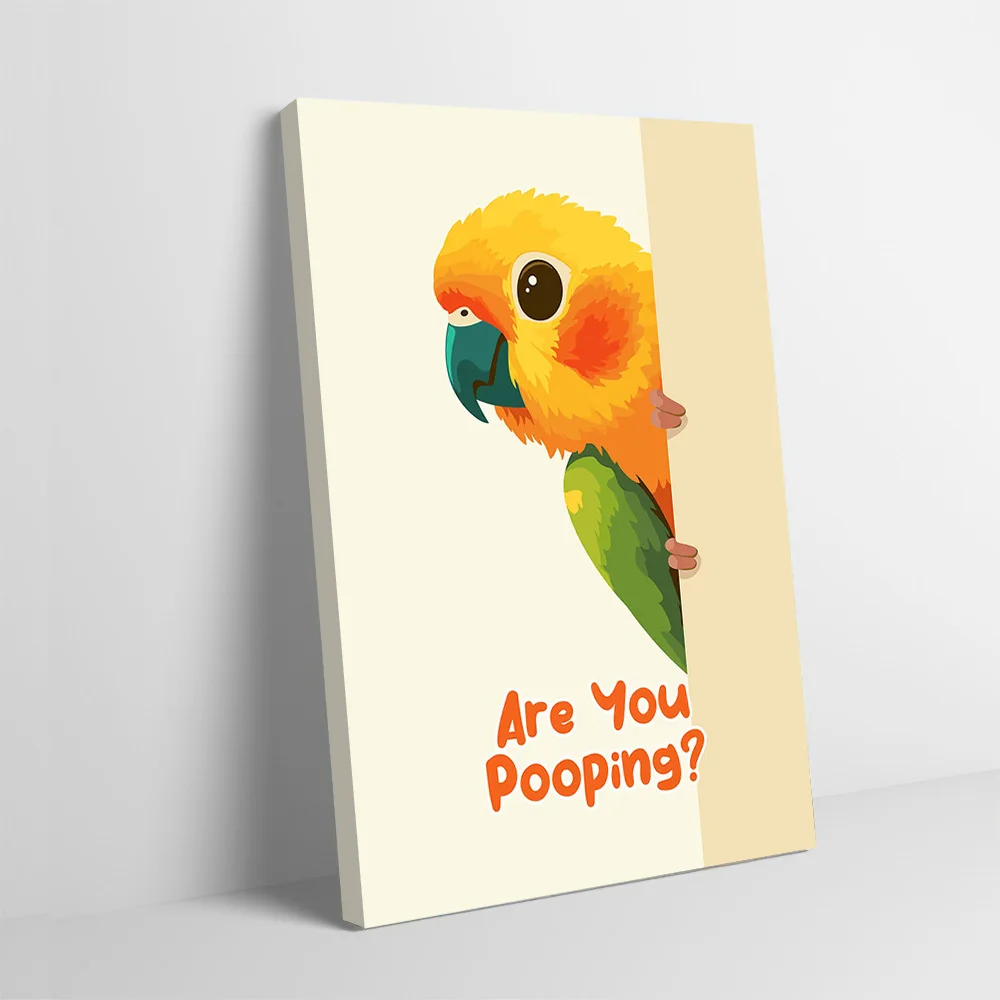 Funny Parrot Cartoon With Question Poster Customizable Printed Canvas Painting for Pictures Wall Art Interior Accessories Mural