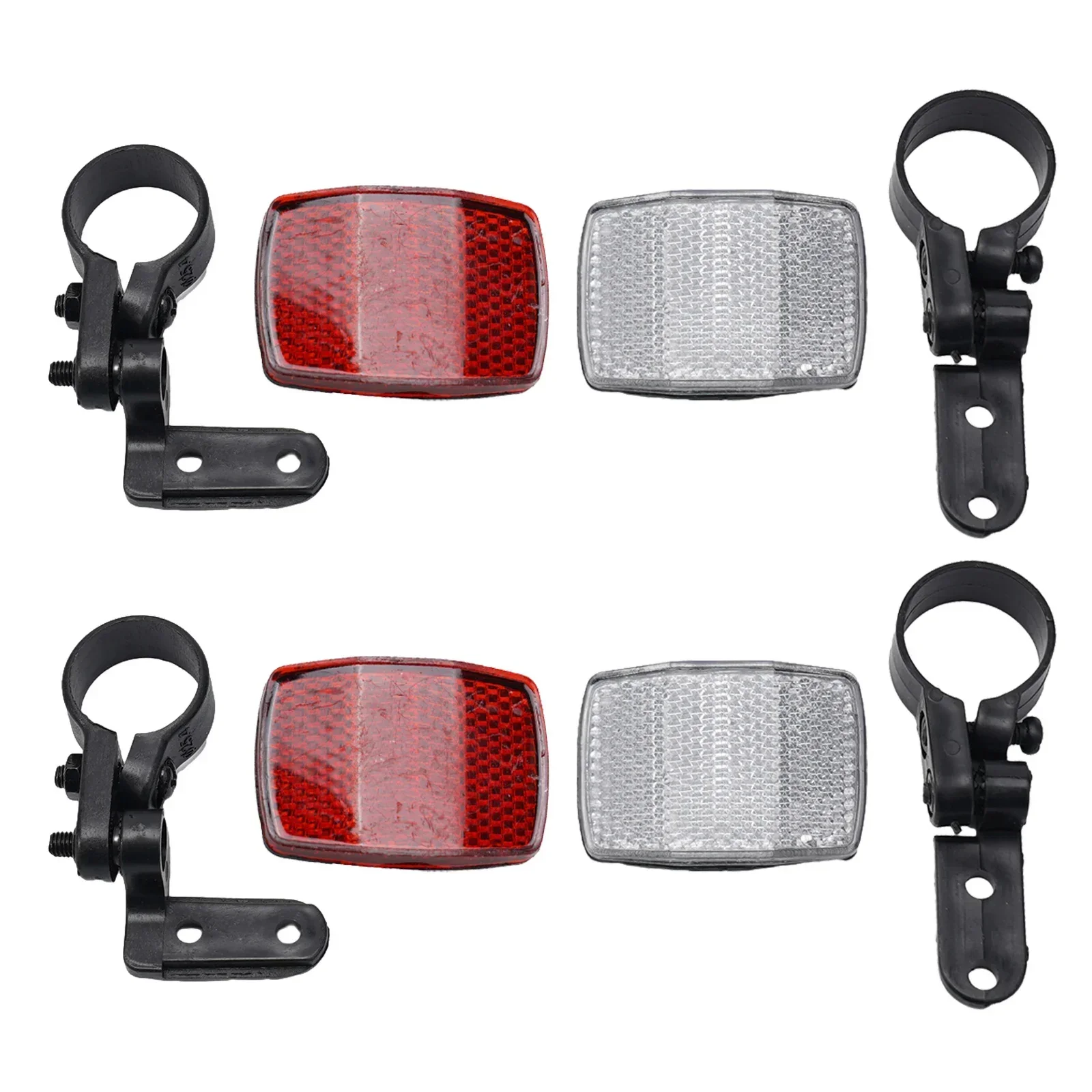 1x Mountain Bicycles ABS Red/White Reflector Front Rear Reflector Mounting Bracket Night Driving Protection Cycling Accessory