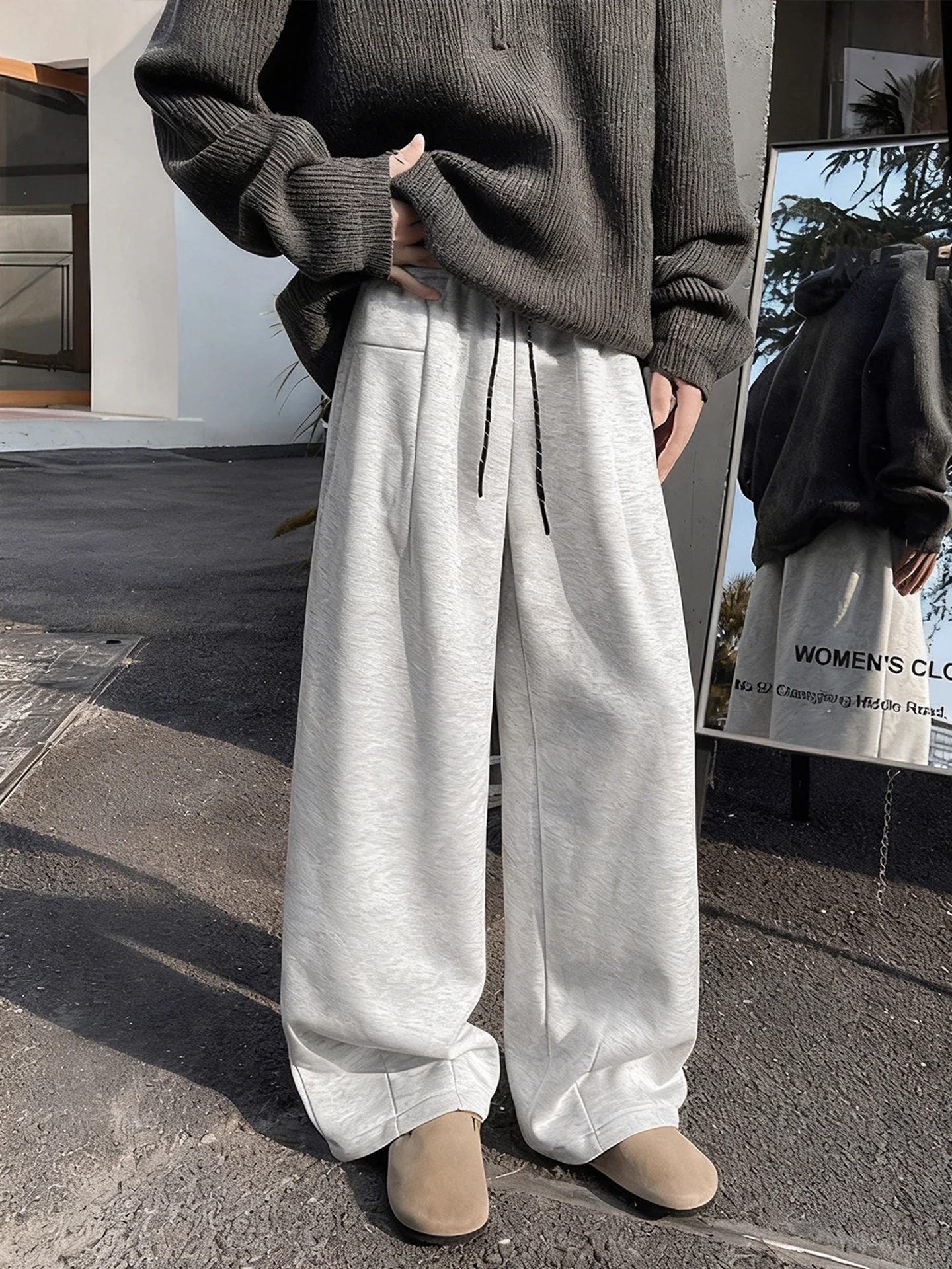 

High-End Heavy-Du Drapey Casual Pants Loose Wide-Leg Men's Women's Winter Lazy Sle Versatile Loose Pants Faion Trend