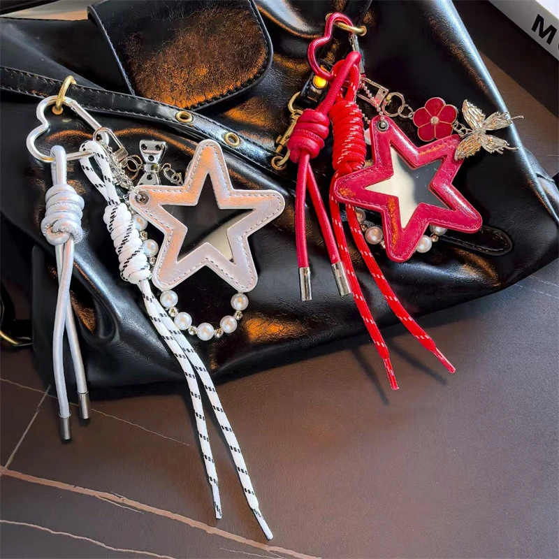 

Модная сумка с пятиконечной звездой, кожаная цепочка со звездами и стразами, брелок, простой креативный универсальный кулон с кисточкой, подарки