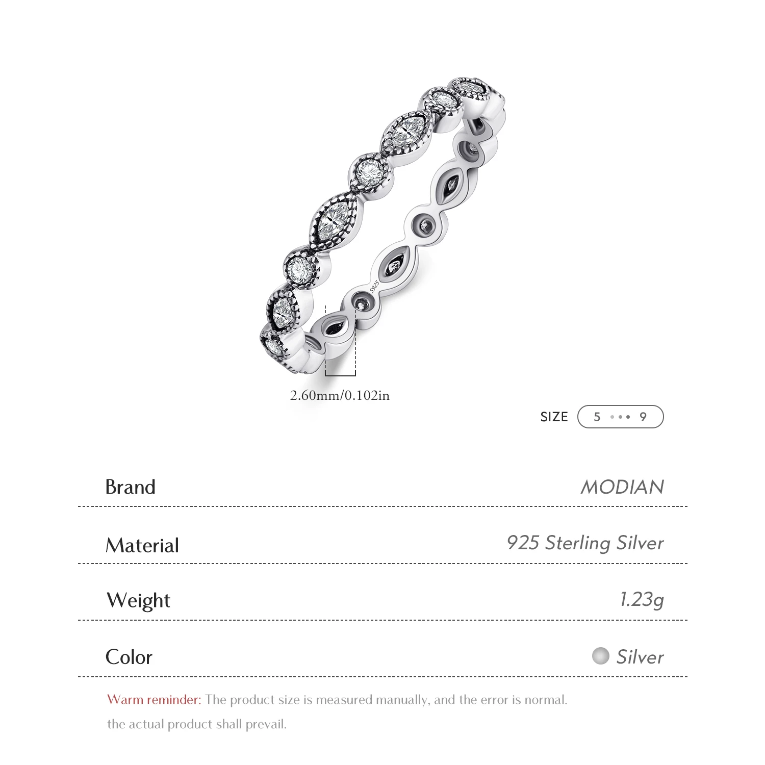 Women's Authentic 925 Sterling Silver Sparkling CZ Ring