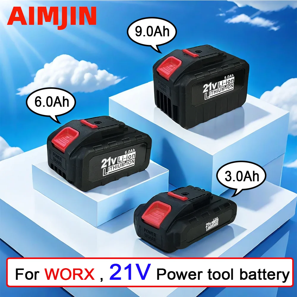 Lithium Battery 21V 3000/6000/9000mAh ,for Worx Electric Power Tool Pruning Saw Drill Percussion WA3551 WA3553 WA3641 WG629E