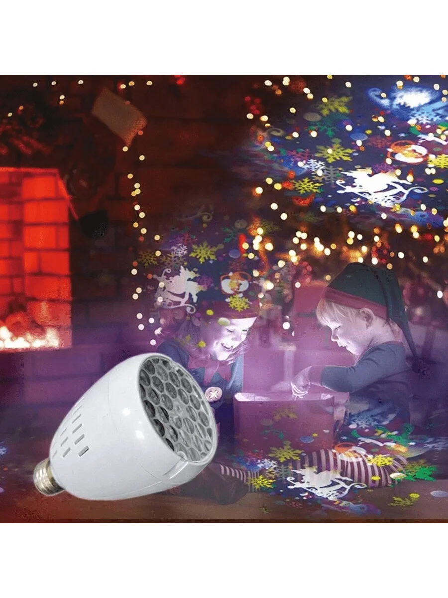 E27 Interface Christmas Pattern Projection Bulb, LED Ambience Light for Family Gatherings and Weddings, Indoor Festival Light