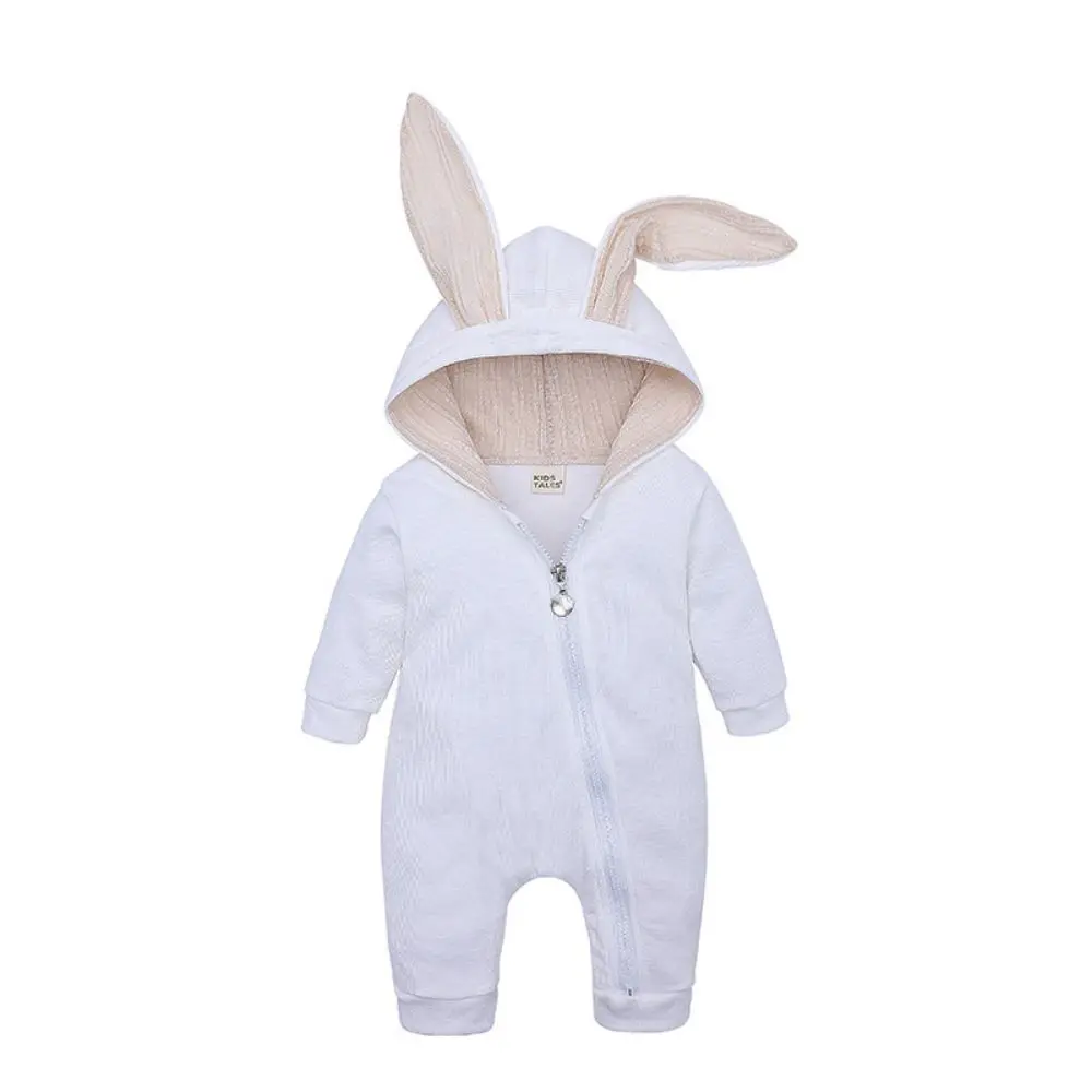 Newborn Baby Children Rompers Girls Boy Warm Hooded Overalls Cute Bunny Ears Kid Infant Zipper Jumpsuit Baby Clothes 0-24 Months