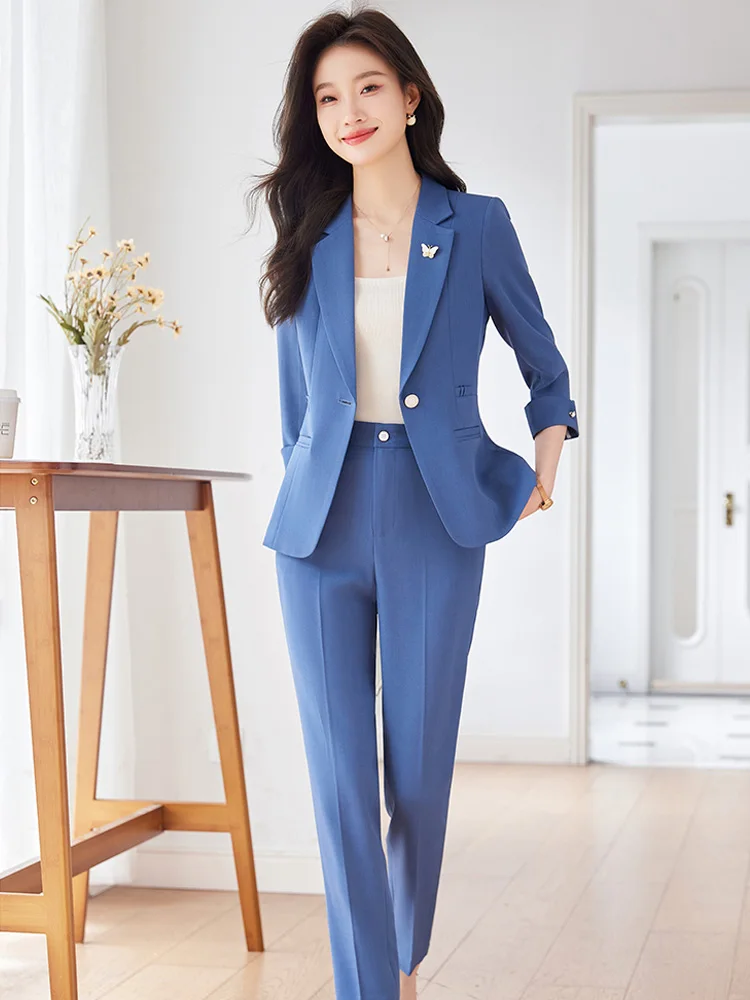 Fashion Korean Style Women Suits Office Elegant Sets 2024 New Streetwear Turn Down Collar Blazers Casual Vintage Pant Suits