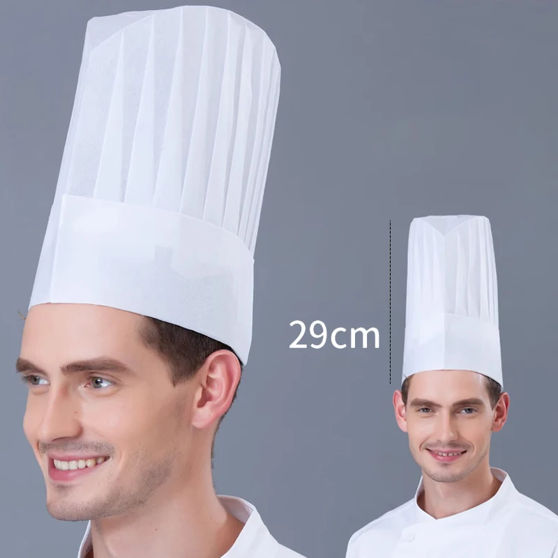 Chapeaux de Chef jetables blancs, 20 pièces, casquettes de cuisine Non tissées, vêtements de travail de Service alimentaire pour les chefs de Restaurant et le personnel de cuisine