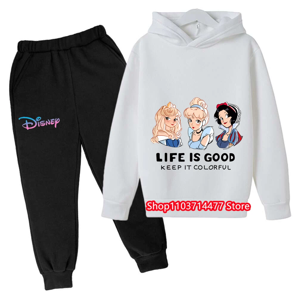 

Disney The Little Mermaid Hoodie Set Girls Cartoon 3-14 Years Old Kawaii Street Casual Kids Sweatshirt Children's Trucksuit